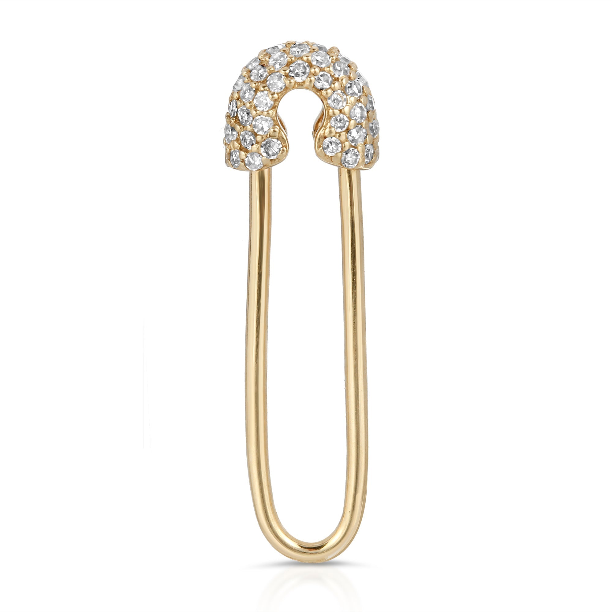eklexic DIAMOND AND 14K GOLD SAFETY PIN EARRING by eklexic
