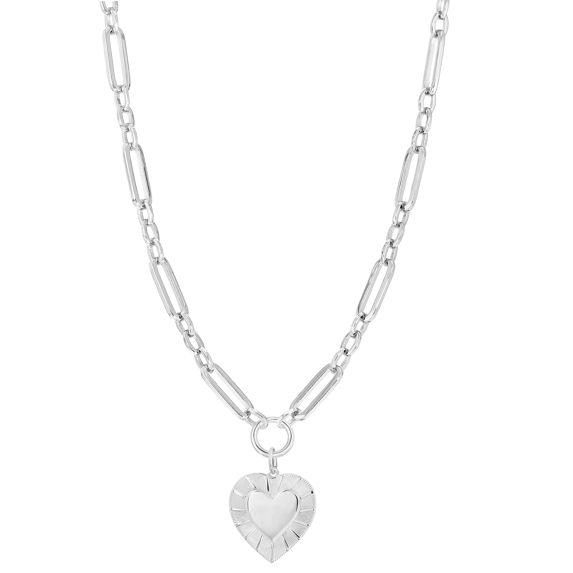 eklexic Large Multi Link Chain & Heart Pendant Necklace by eklexic