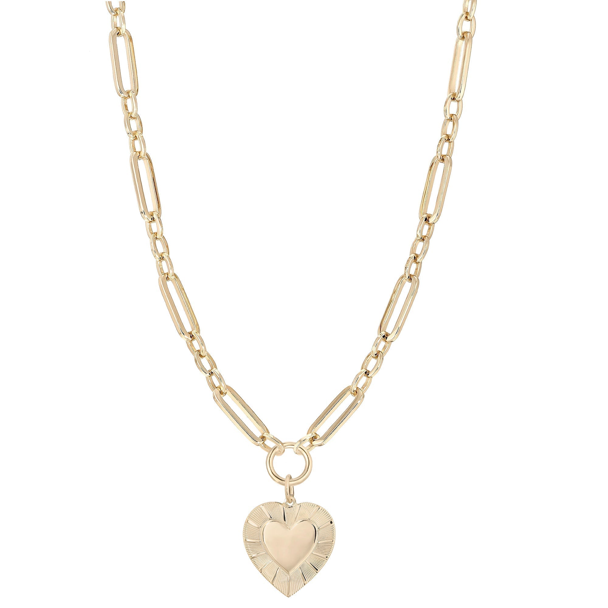 eklexic Large Multi Link Chain & Heart Pendant Necklace by eklexic