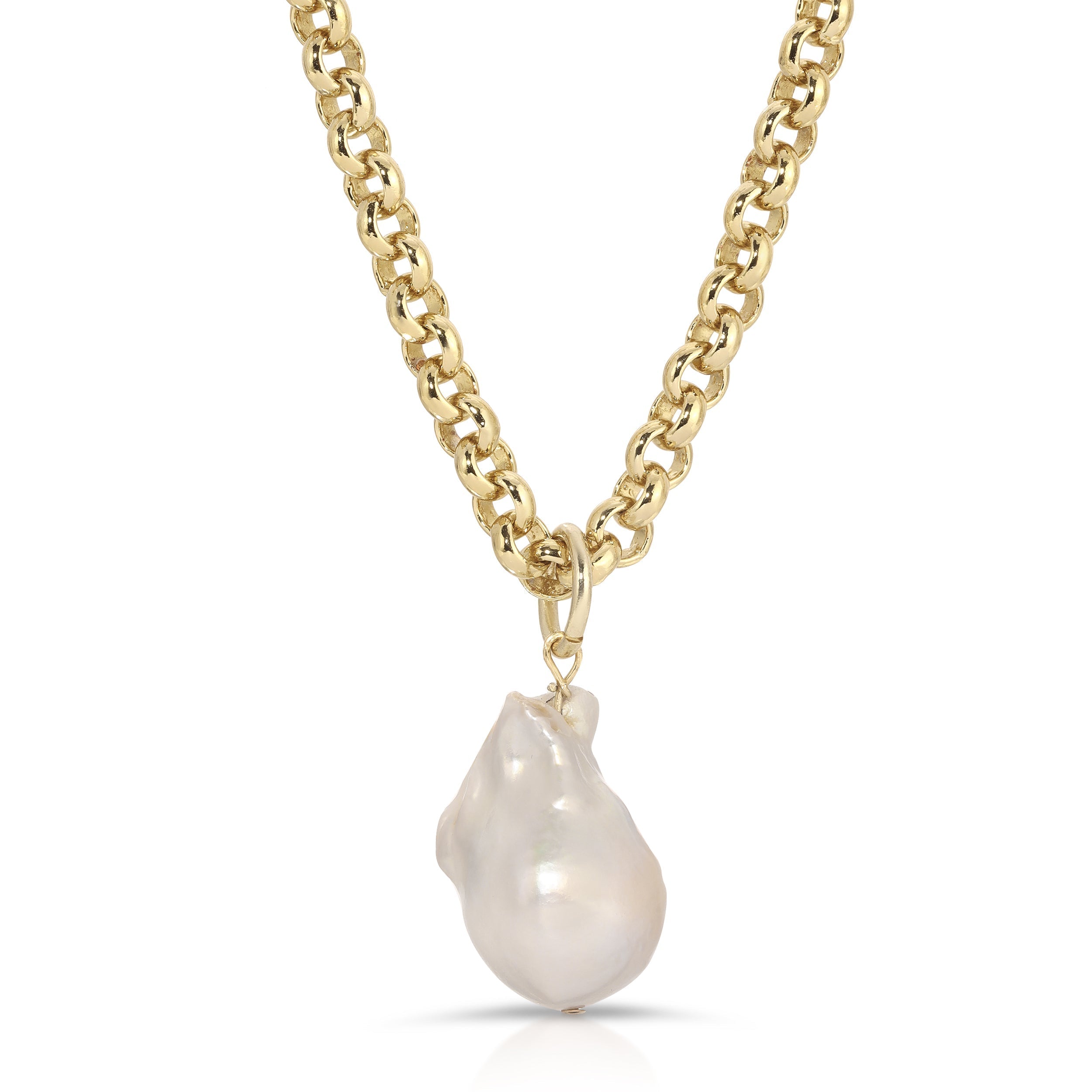 eklexic Micro Royal Chain with XL Baroque Pearl Pendant Necklace by eklexic