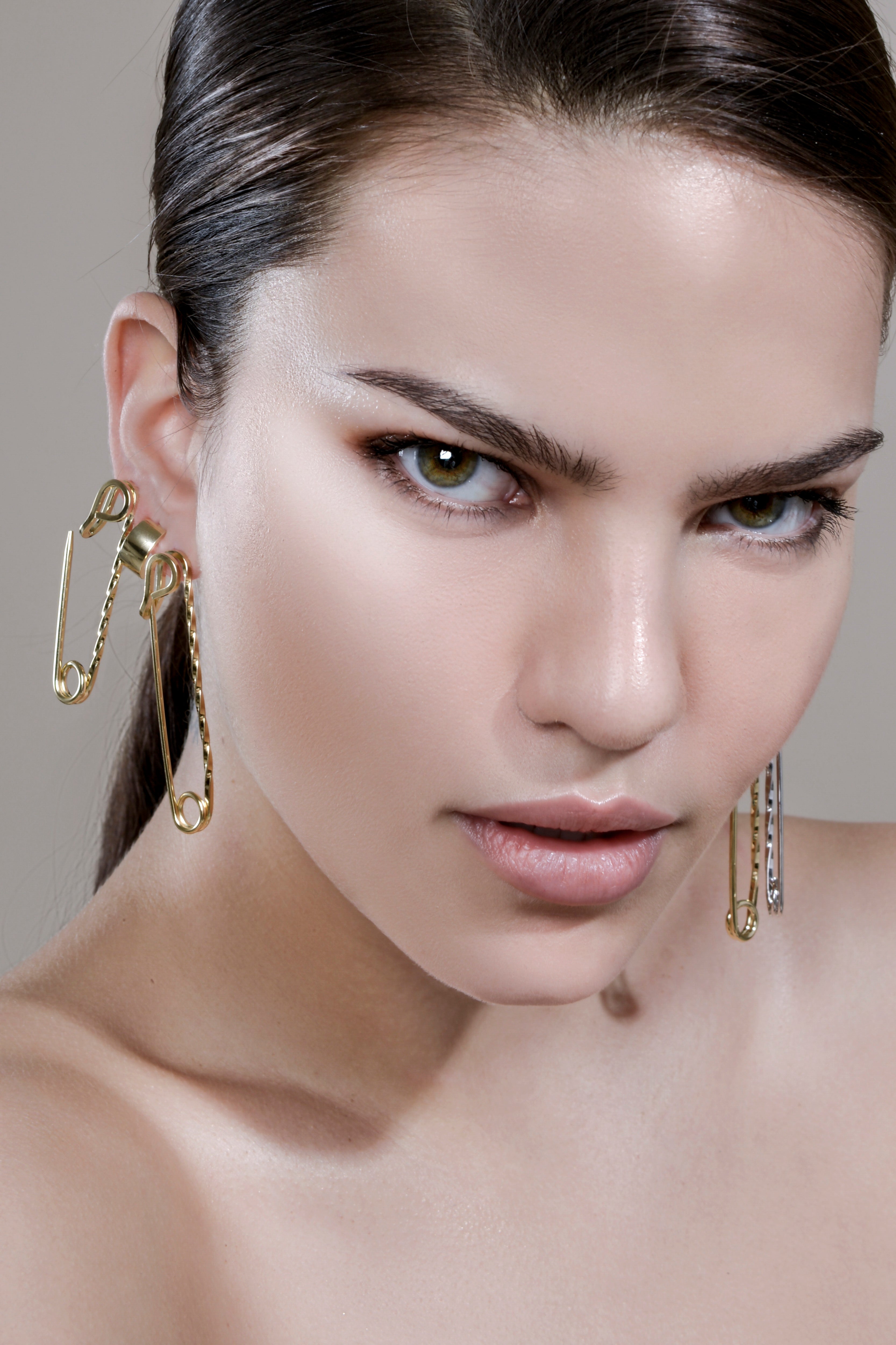 eklexic Small Twisted Safety Pin Earrings by eklexic