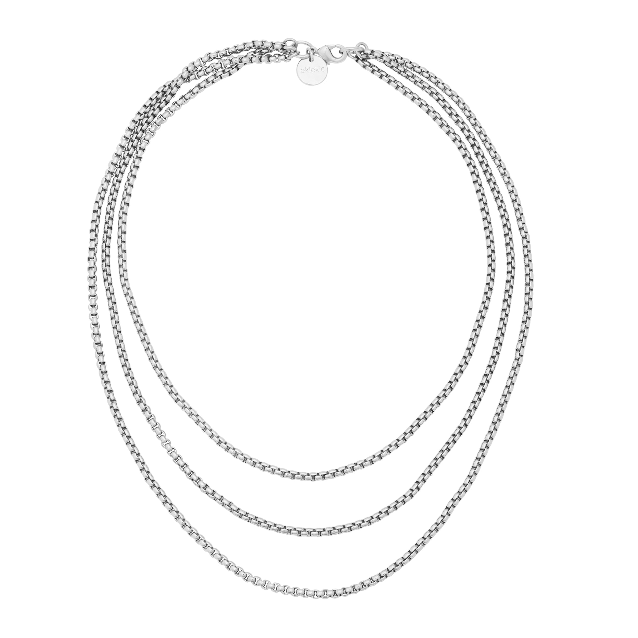 eklexic Triple Layer Thin Luciana Box Chain Necklace by eklexic