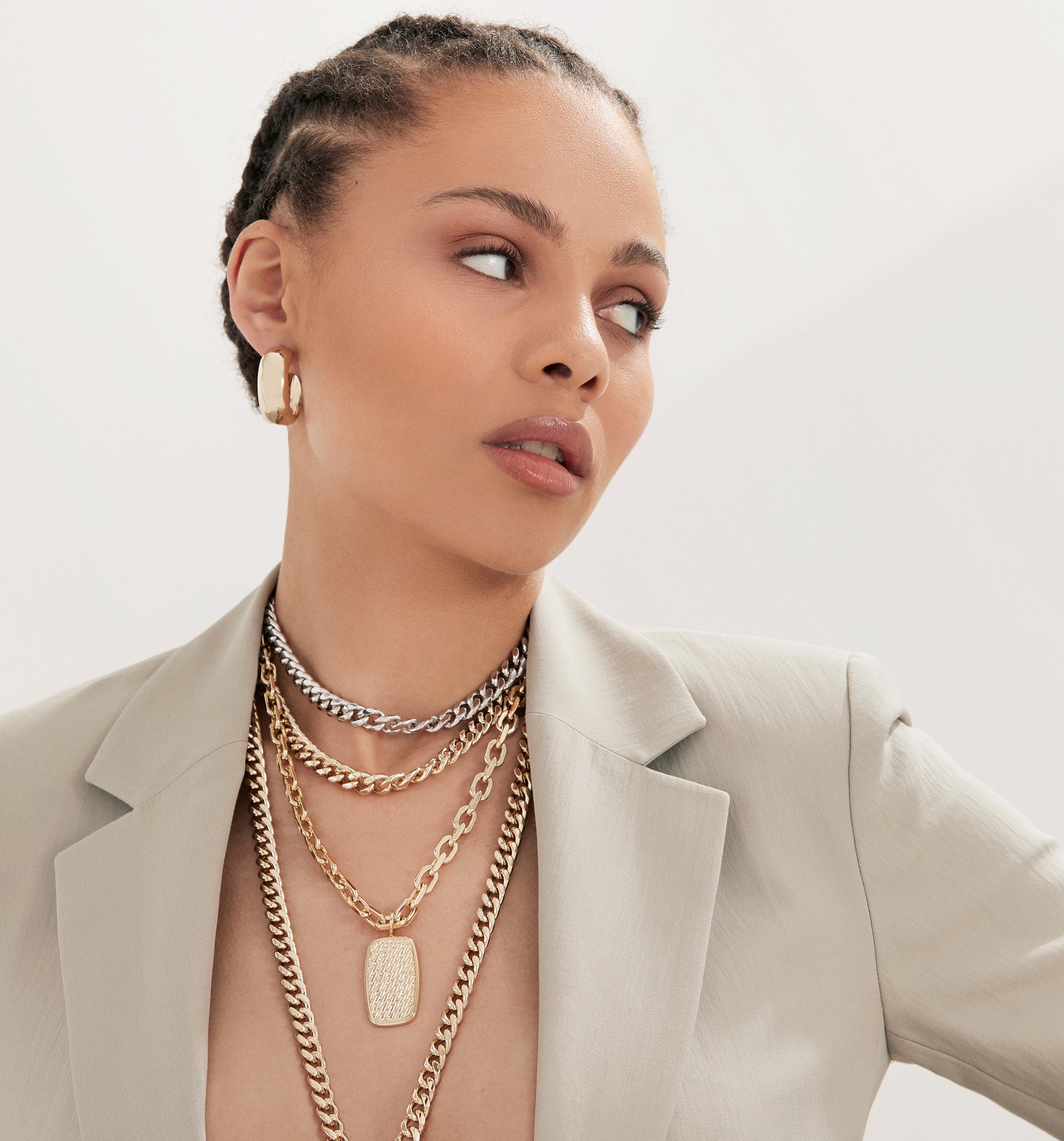 eklexic TWO-TONED DOUBLE CURB CHAIN NECKLACE by eklexic