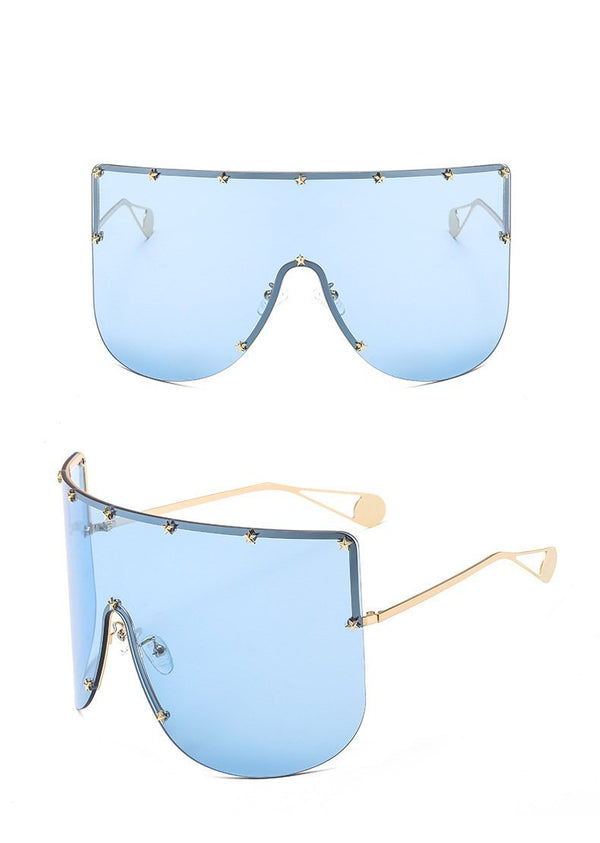 Marigold Shadows accessories Elaiza Oversized Sunglasses - Gold Blue