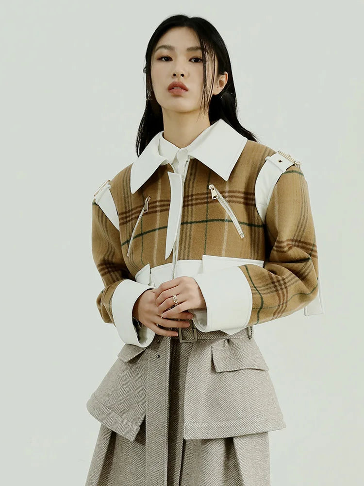 Marigold Shadows Alanhe Plaid Crop Jacket