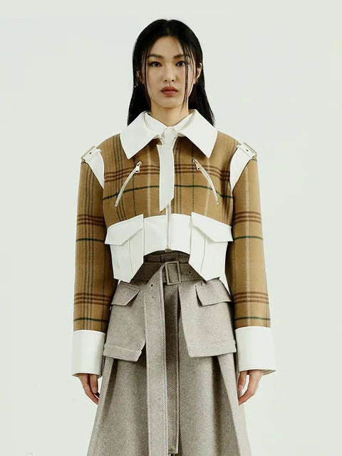 Marigold Shadows Alanhe Plaid Crop Jacket