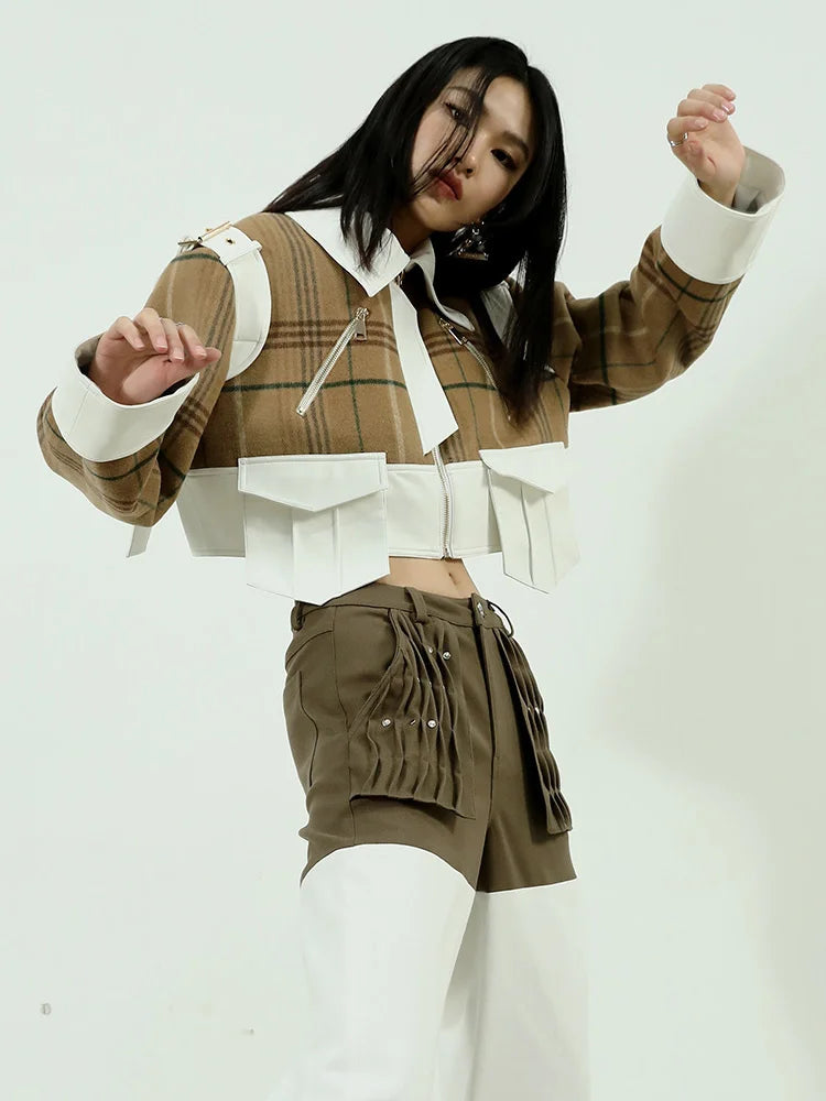 Marigold Shadows Alanhe Plaid Crop Jacket