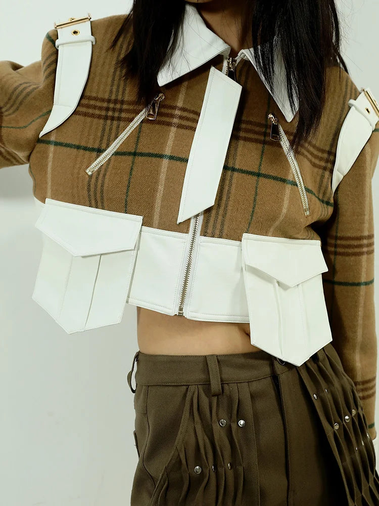 Marigold Shadows Alanhe Plaid Crop Jacket