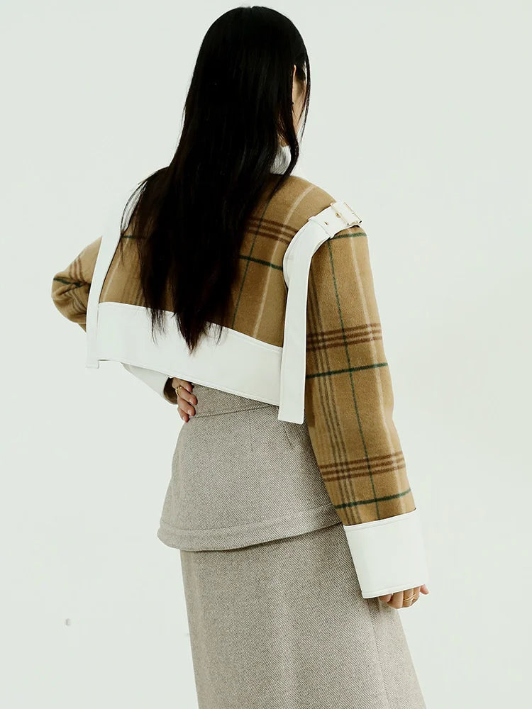 Marigold Shadows Alanhe Plaid Crop Jacket