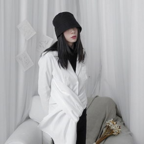 Marigold Shadows Blazers Ronin Irregular Long Sleeve Blazer - White