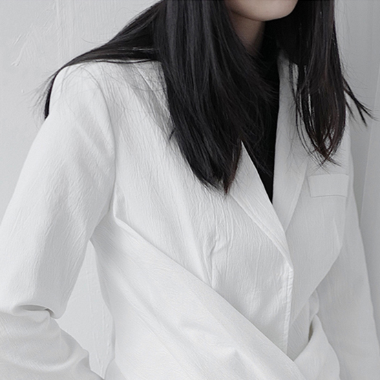 Marigold Shadows Blazers Ronin Irregular Long Sleeve Blazer - White