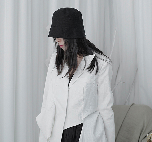 Marigold Shadows Blazers Ronin Irregular Long Sleeve Blazer - White