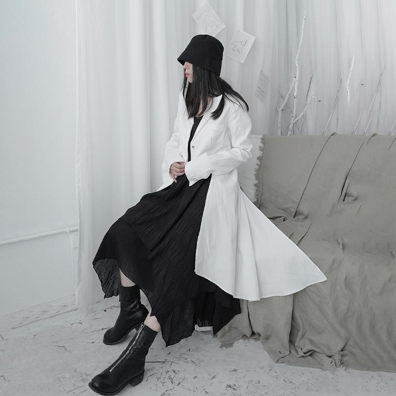 Marigold Shadows Blazers Ronin Irregular Long Sleeve Blazer - White