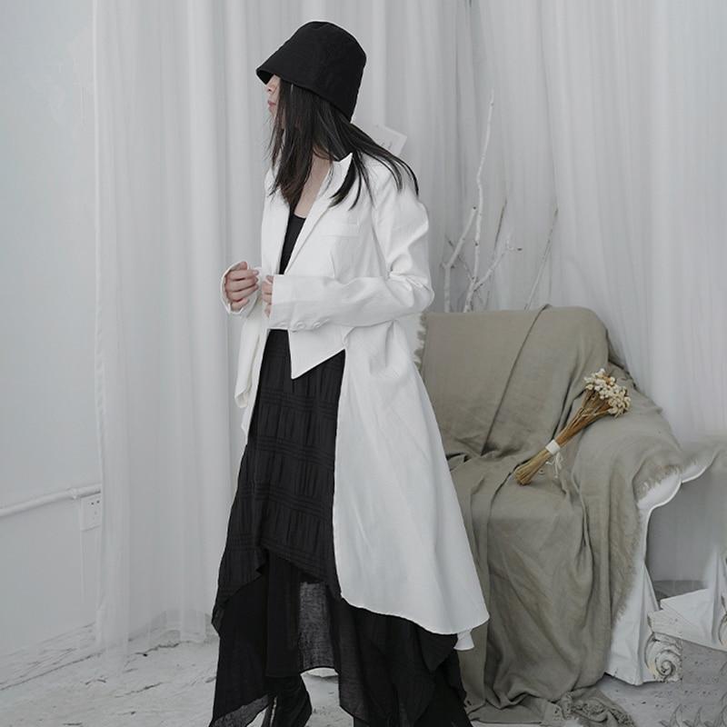 Marigold Shadows Blazers Ronin Irregular Long Sleeve Blazer - White