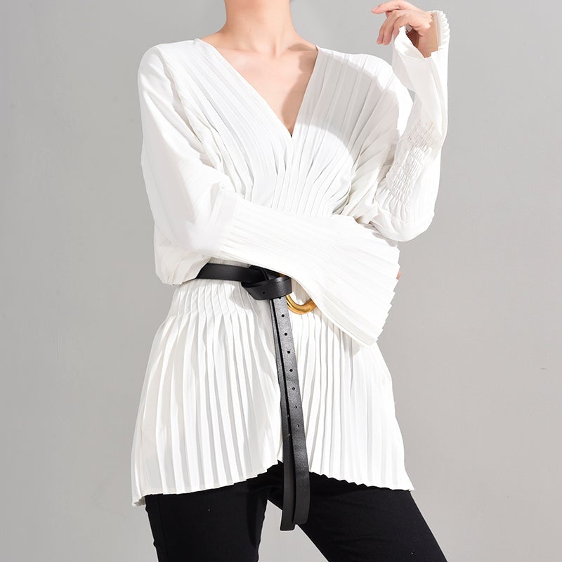 Marigold Shadows Blouses & Shirts Sakiya Pleated Long Sleeve Shirt