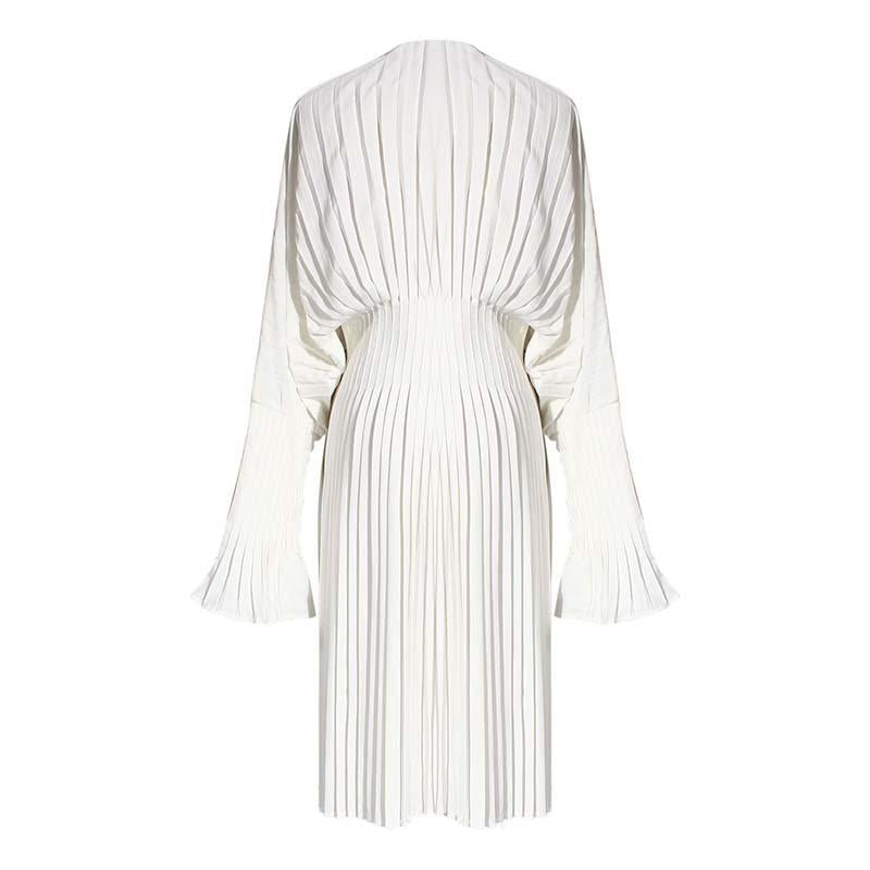 Marigold Shadows Blouses & Shirts Sakiya Pleated Long Sleeve Shirt Dress - White