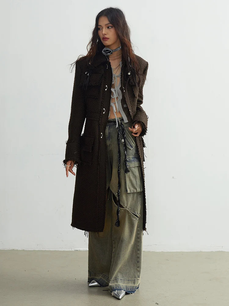 Marigold Shadows Coats Cartrossi Frayed Pocket Coat