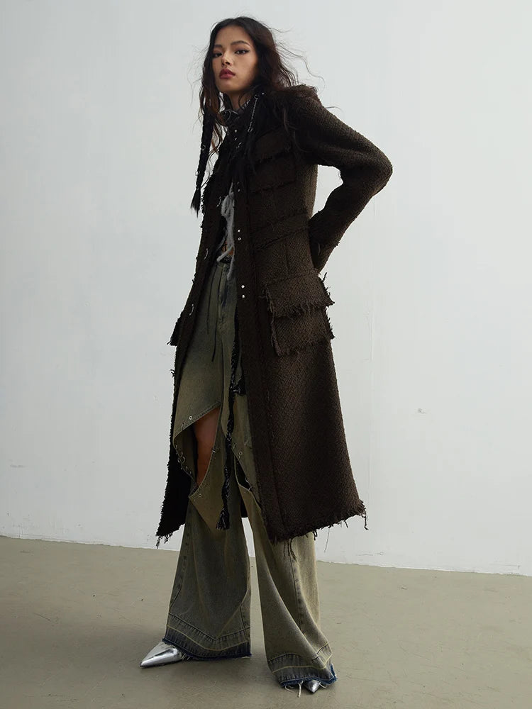 Marigold Shadows Coats Cartrossi Frayed Pocket Coat