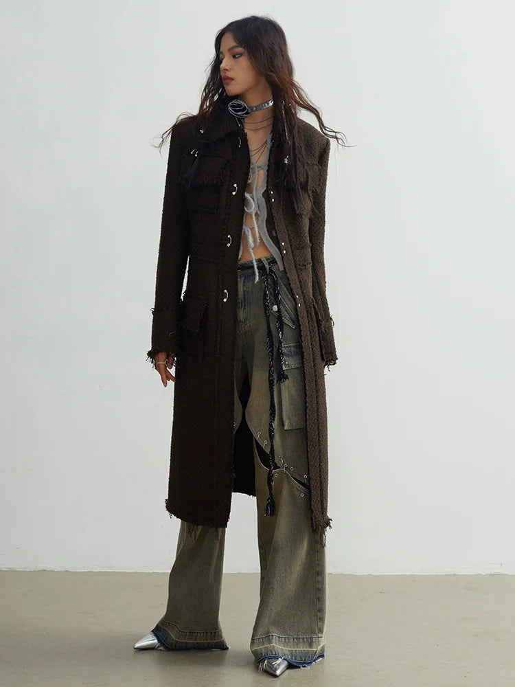 Marigold Shadows Coats Cartrossi Frayed Pocket Coat