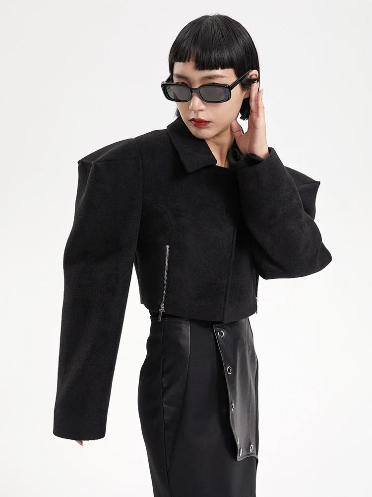 Marigold Shadows Coats Osamu Cropped Zipper Coat