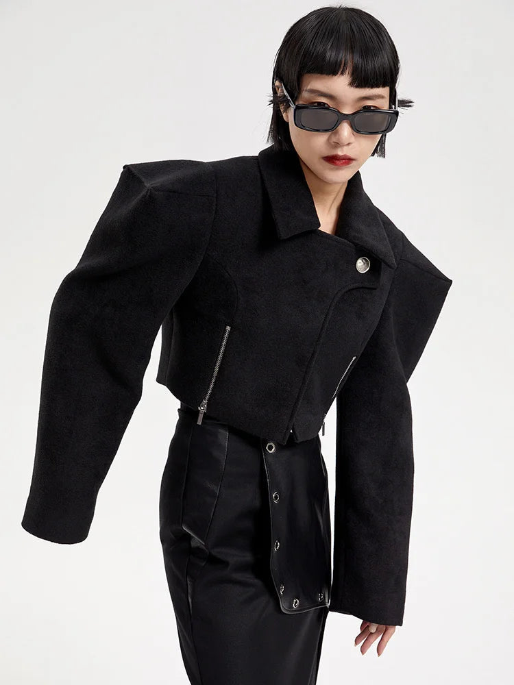 Marigold Shadows Coats Osamu Cropped Zipper Coat
