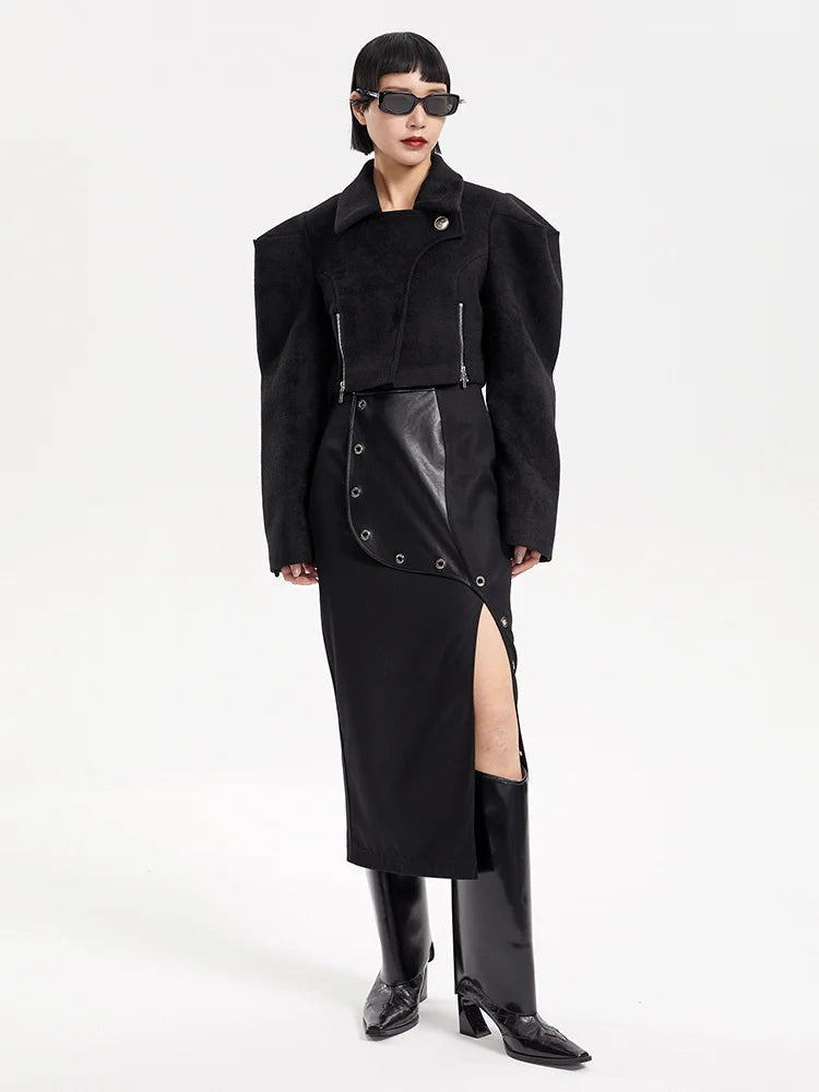 Marigold Shadows Coats Osamu Cropped Zipper Coat