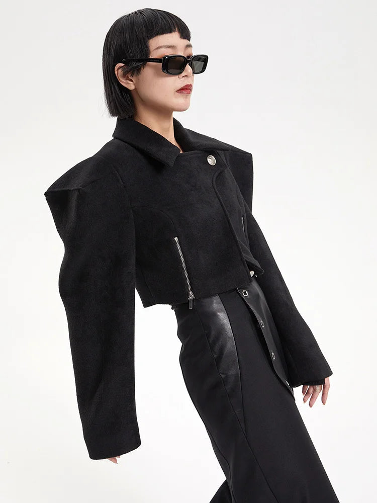 Marigold Shadows Coats Osamu Cropped Zipper Coat