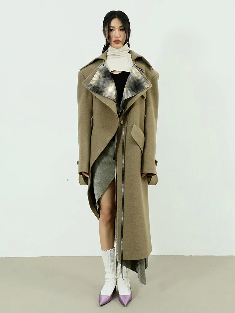 Marigold Shadows Coats Shunta Asymmetric Lapel Coat