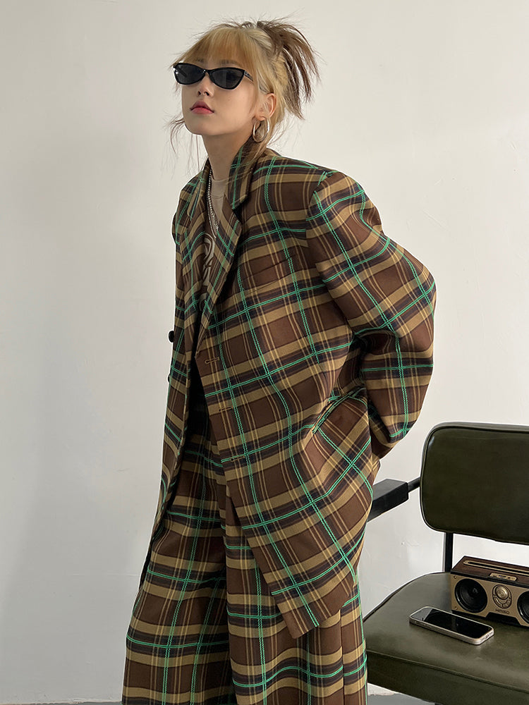 Marigold Shadows Coats Teruma Oversized Plaid Coat