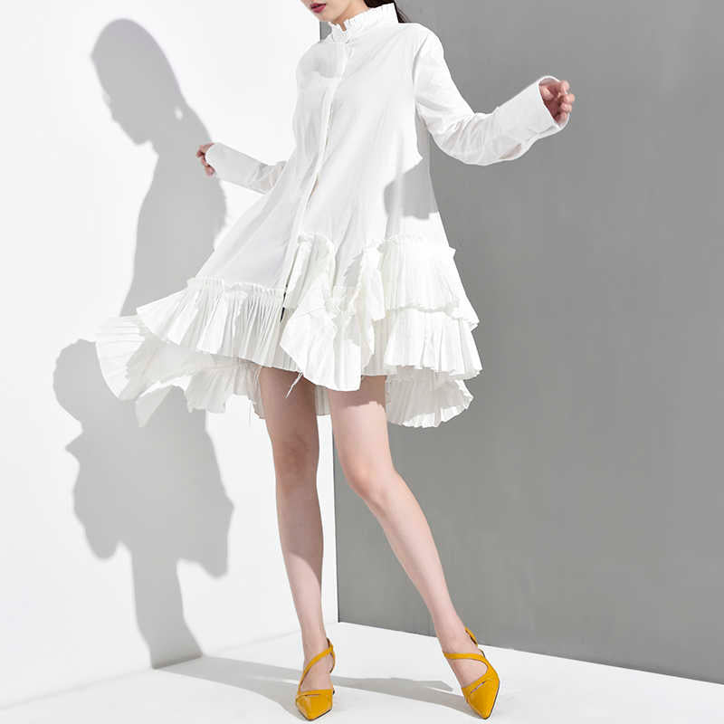 Marigold Shadows Dress Akihiko Long Sleeve Irregular Shirt Dress