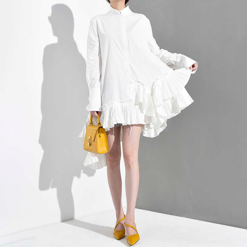 Marigold Shadows Dress Akihiko Long Sleeve Irregular Shirt Dress
