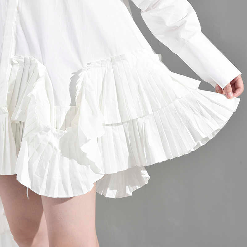 Marigold Shadows Dress Akihiko Long Sleeve Irregular Shirt Dress