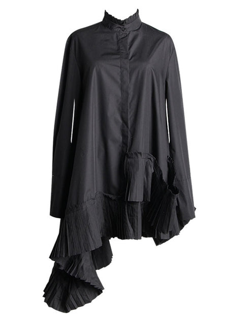 Marigold Shadows Dress Akihiko Long Sleeve Irregular Shirt Dress