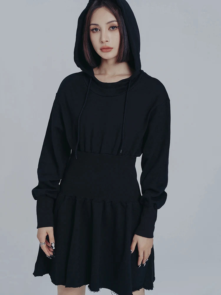 Marigold Shadows Dresses Egreeg Hooded Mini Dress