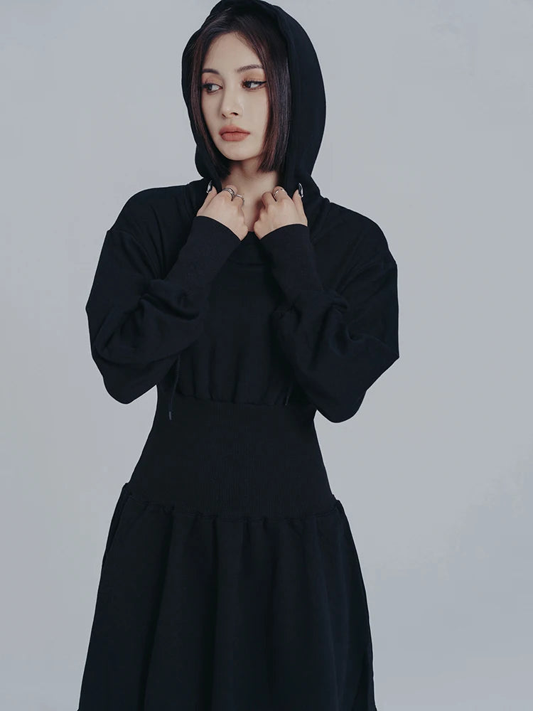 Marigold Shadows Dresses Egreeg Hooded Mini Dress