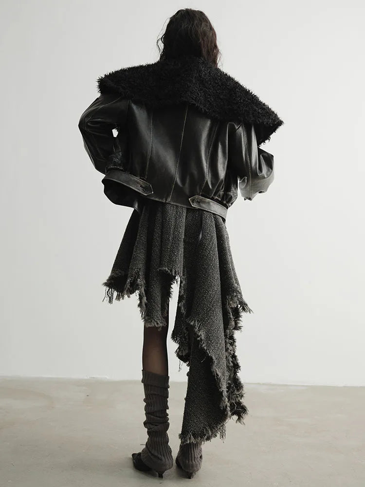 Marigold Shadows Dresses Frandie Asymmetrical Frayed Dress