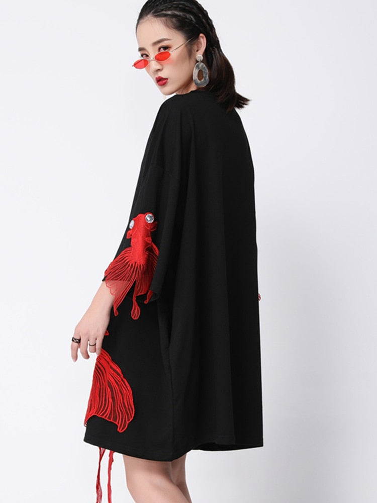 Marigold Shadows Dresses Kingyo Embroidered Goldfish Dress
