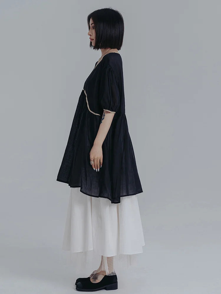 Marigold Shadows Dresses Misato Puff Sleeve Dress