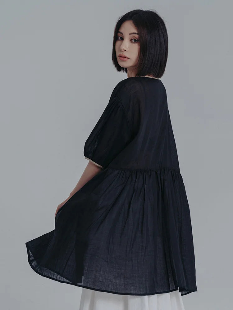 Marigold Shadows Dresses Misato Puff Sleeve Dress