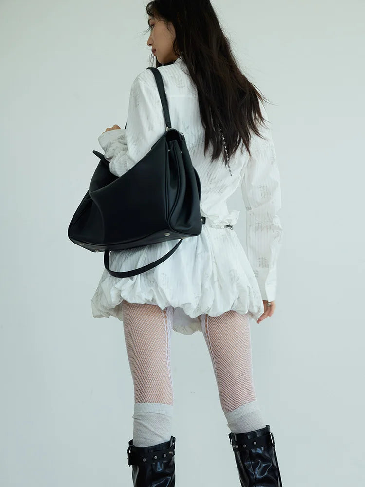 Marigold Shadows Dresses *** Peechu Button Up Puff Dress