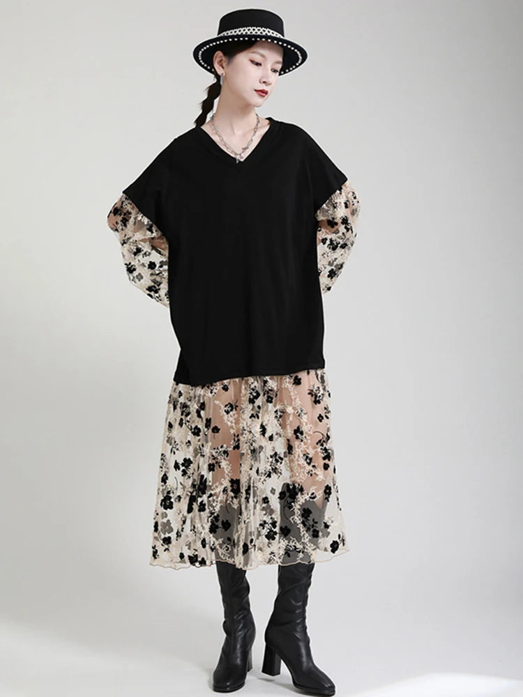 Marigold Shadows Dresses Ralcuy Sheer Floral Dress