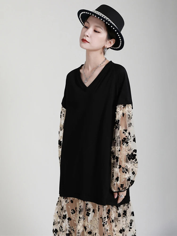 Marigold Shadows Dresses Ralcuy Sheer Floral Dress