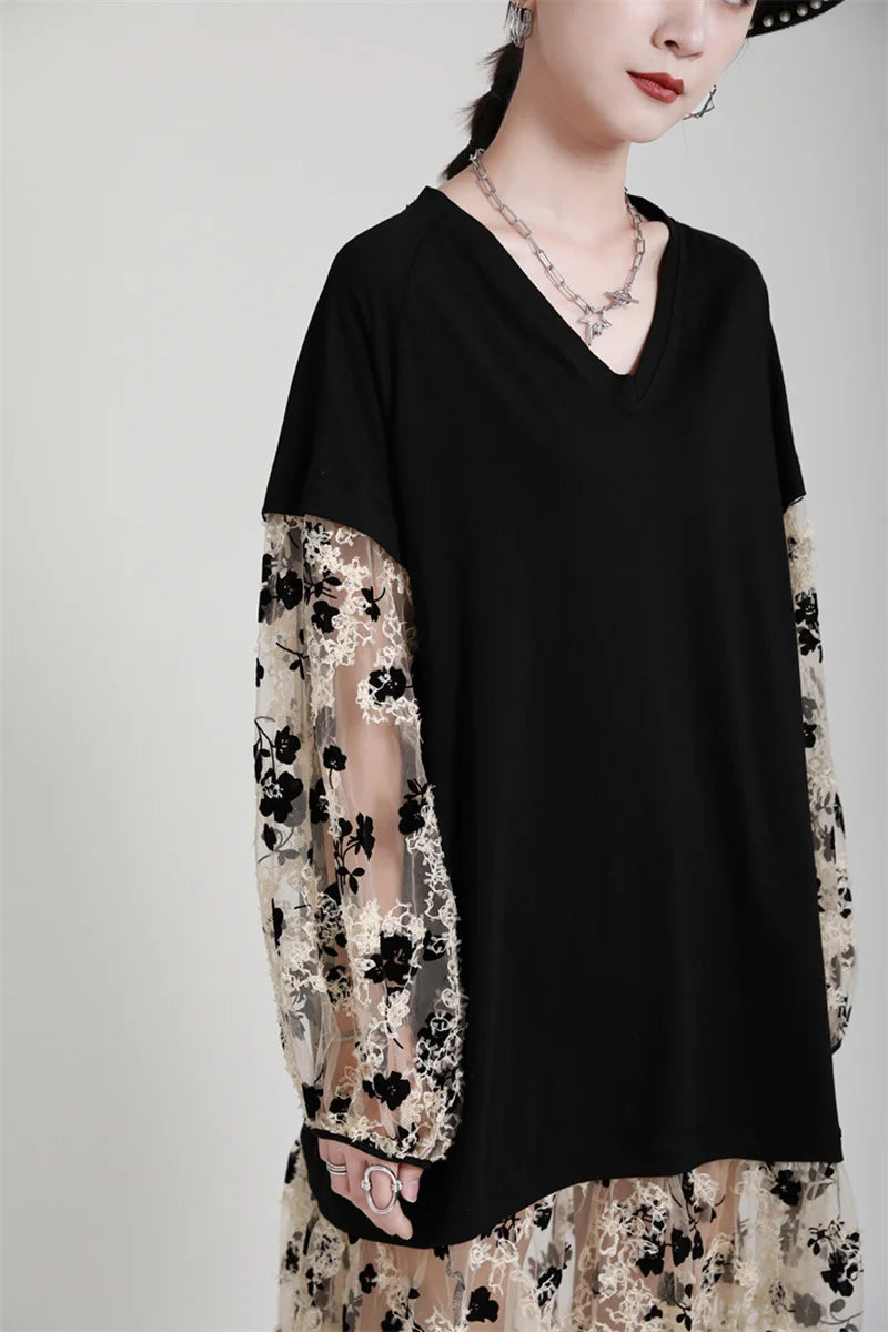 Marigold Shadows Dresses Ralcuy Sheer Floral Dress