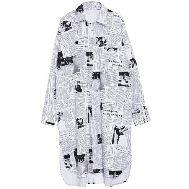 Marigold Shadows Dresses Toriko Newspaper Print Shirt Dress