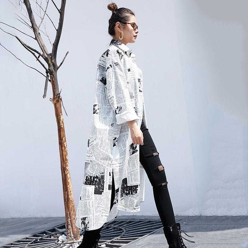 Marigold Shadows Dresses Toriko Newspaper Print Shirt Dress