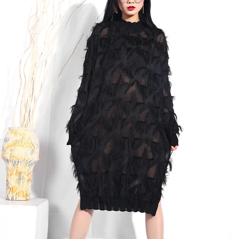 chinese dress ladies Minibee Women's Oversized Tunic Dress Long Sleeve Loose Baggy Tshirt Tops  with Pockets main image 0