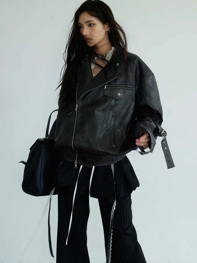 Marigold Shadows Jacket Hakattua Vegan Leather Motorcycle Jacket