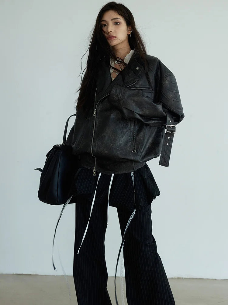 Marigold Shadows Jacket Hakattua Vegan Leather Motorcycle Jacket