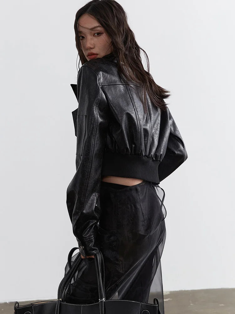Marigold Shadows Jackets Bataduh Vegan Leather Zipper Jacket