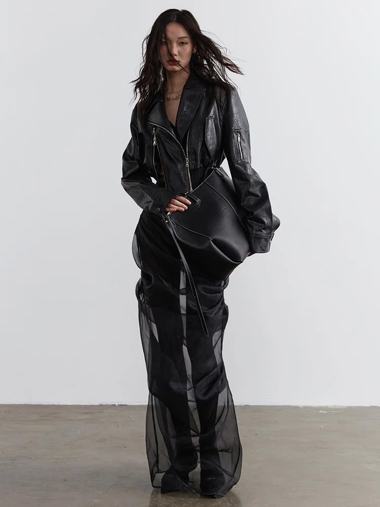 Marigold Shadows Jackets Bataduh Vegan Leather Zipper Jacket